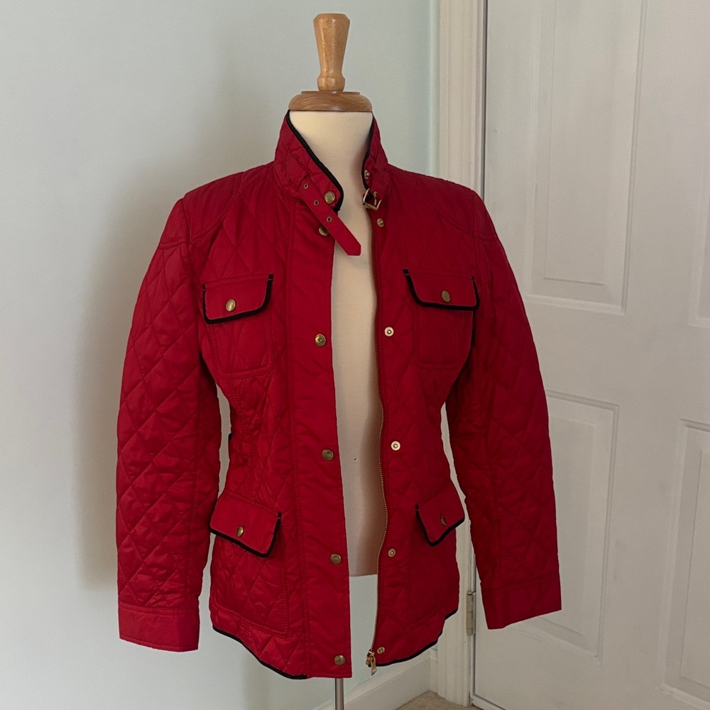 Banana Republic Red Quilted Utility Jacket